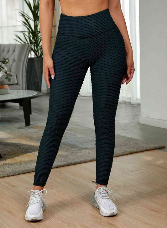 Textured High Waist Active Leggings - FitFemme.Shop