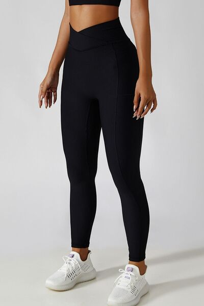 Basic Bae Crossover Waist Active Leggings - FitFemme.Shop