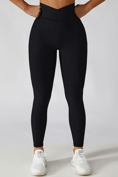 Basic Bae Crossover Waist Active Leggings - FitFemme.Shop