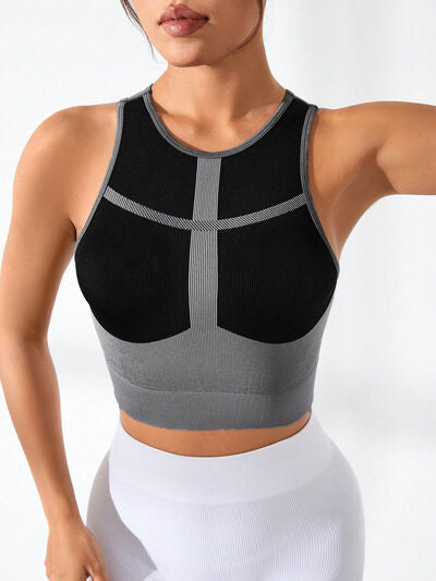 Color Block Round Neck Active Tank - FitFemme.Shop