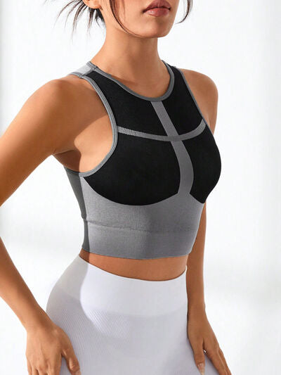 Color Block Round Neck Active Tank - FitFemme.Shop