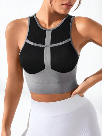 Color Block Round Neck Active Tank - FitFemme.Shop