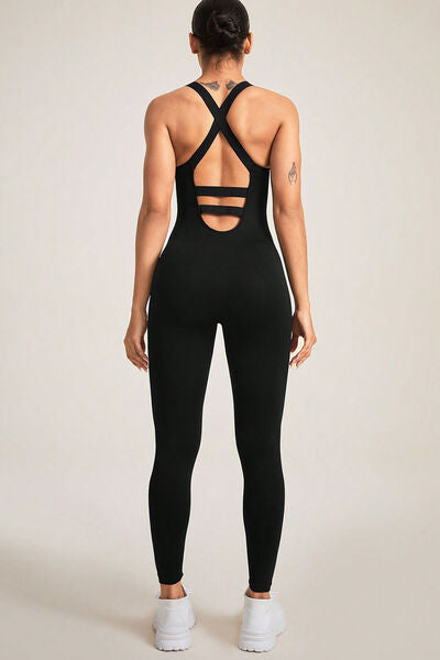 Crisscross Wide Strap Jumpsuit - FitFemme.Shop
