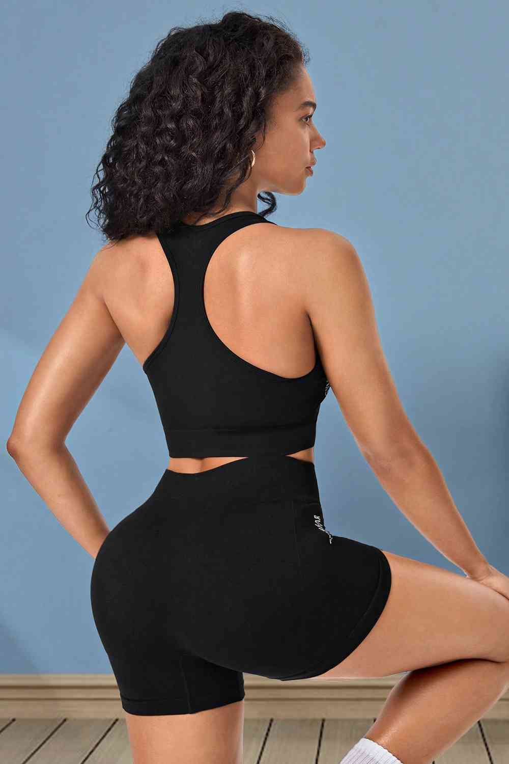Cropped Sports Tank and Shorts Set - FitFemme.Shop
