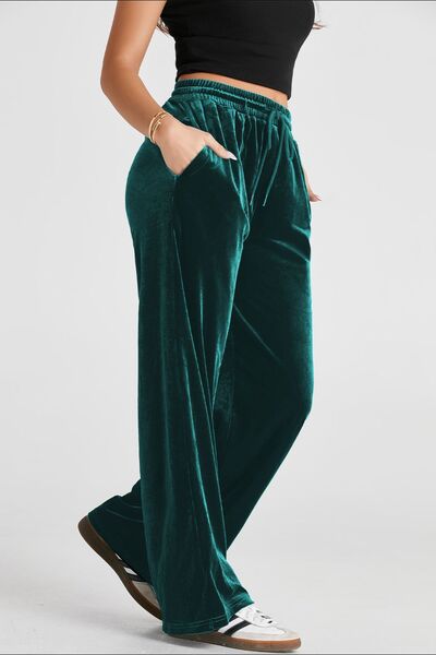 Drawstring Waist Wide Leg Active Pants - FitFemme.Shop