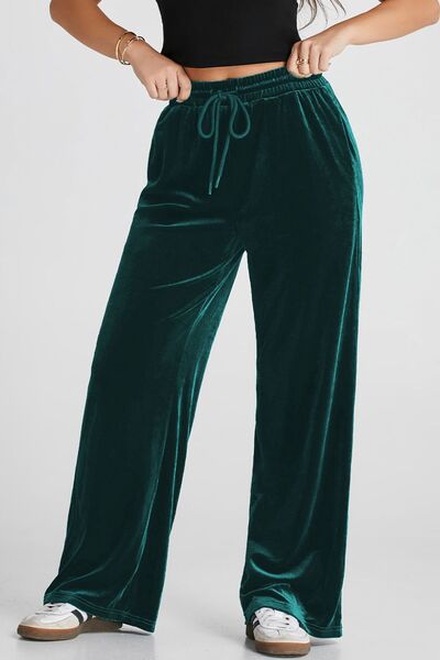 Drawstring Waist Wide Leg Active Pants - FitFemme.Shop