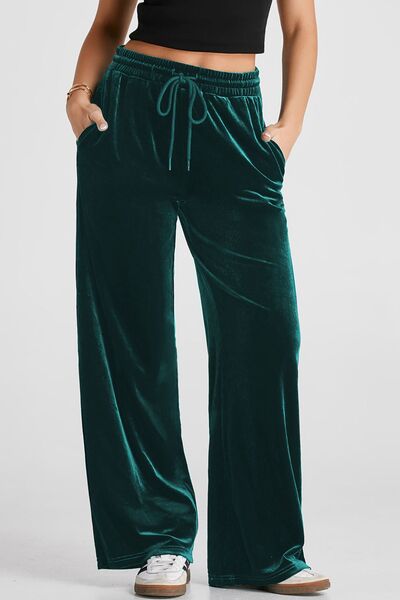 Drawstring Waist Wide Leg Active Pants - FitFemme.Shop