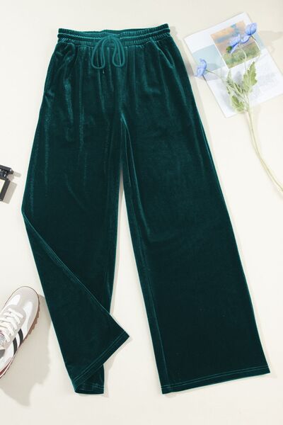 Drawstring Waist Wide Leg Active Pants - FitFemme.Shop