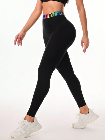 Letter Printed High Waist Active Leggings - FitFemme.Shop