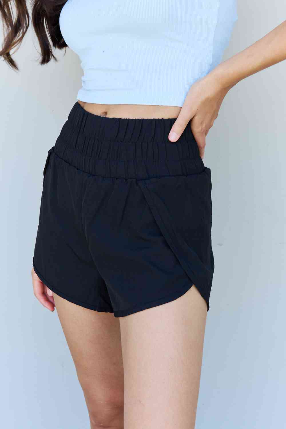 Ninexis Stay Active High Waistband Active Shorts in Black - FitFemme.Shop