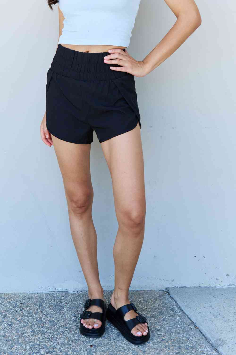 Ninexis Stay Active High Waistband Active Shorts in Black - FitFemme.Shop