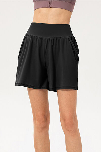 Pocketed Elastic Waist Active Shorts - FitFemme.Shop