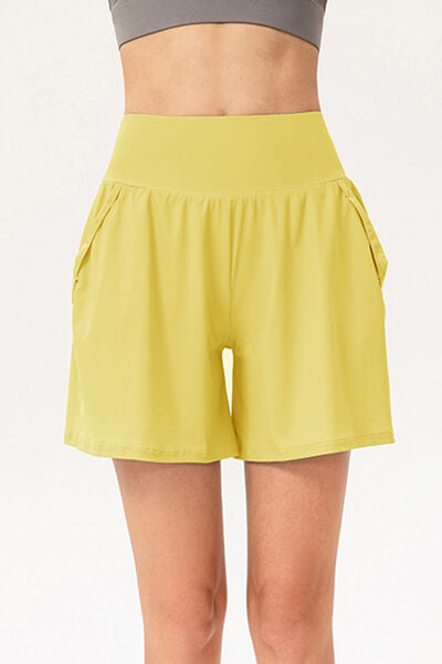 Pocketed Elastic Waist Active Shorts - FitFemme.Shop