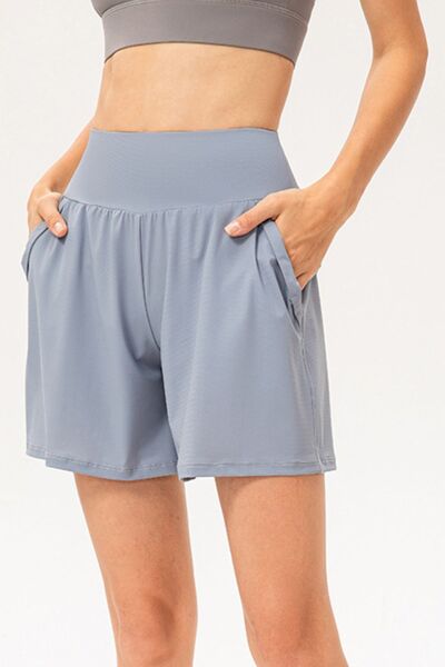 Pocketed Elastic Waist Active Shorts - FitFemme.Shop