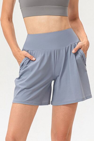 Pocketed Elastic Waist Active Shorts - FitFemme.Shop