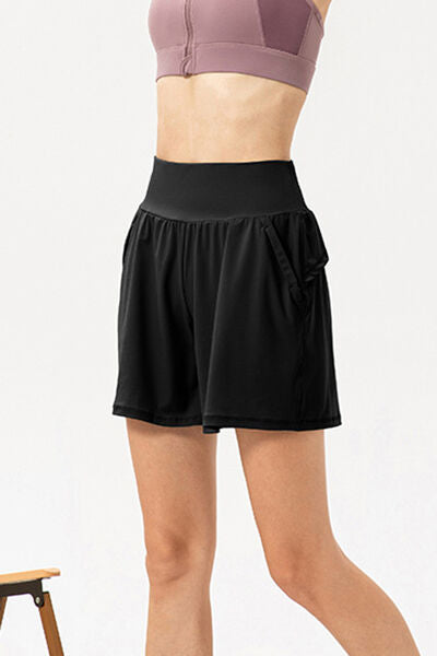 Pocketed Elastic Waist Active Shorts - FitFemme.Shop