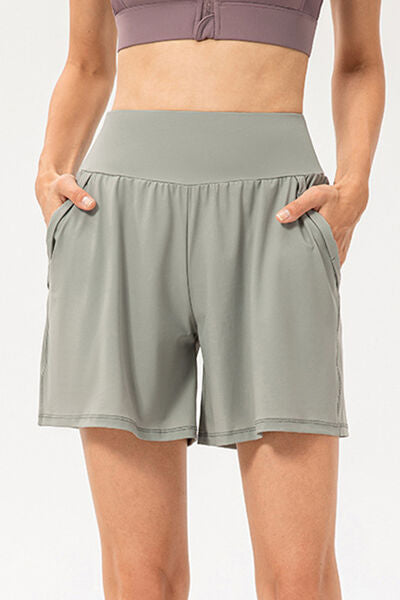 Pocketed Elastic Waist Active Shorts - FitFemme.Shop