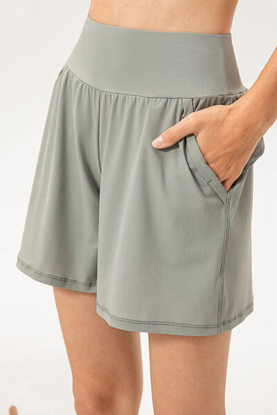 Pocketed Elastic Waist Active Shorts - FitFemme.Shop