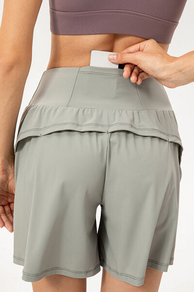 Pocketed Elastic Waist Active Shorts - FitFemme.Shop