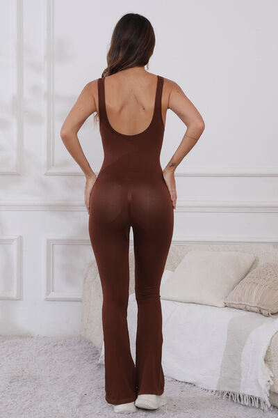 Scoop Neck Wide Strap Active Jumpsuit - FitFemme.Shop