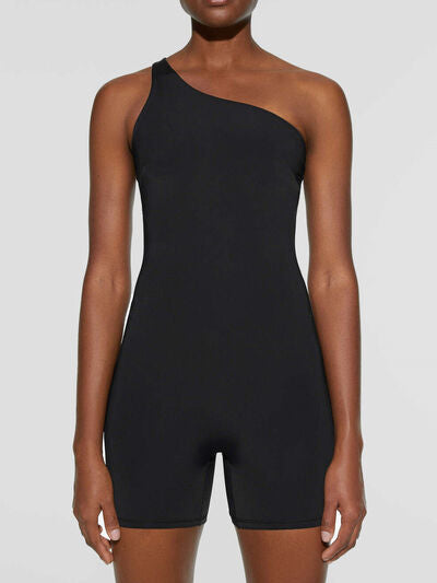 Single Shoulder Active Romper - FitFemme.Shop