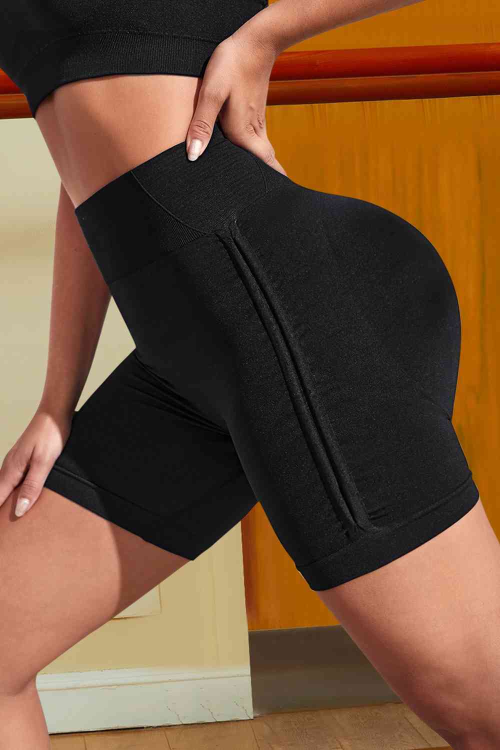 Wide Waistband Sports Shorts - FitFemme.Shop