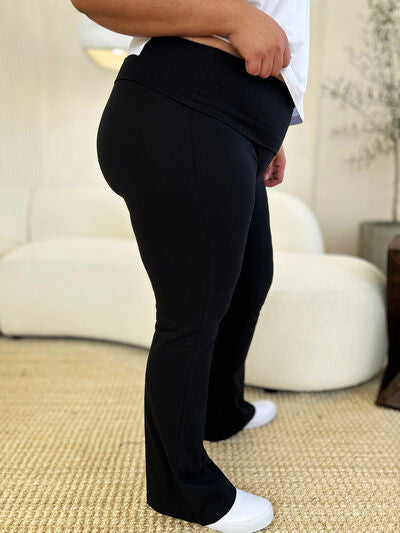 Zenana Full Size High Waist Wide Waistband Bootcut Active Pants - FitFemme.Shop