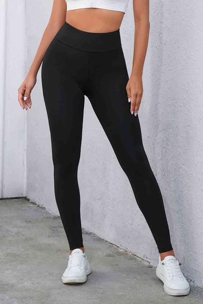 Crisscross Detail Wide Waistband Leggings - FitFemme.Shop