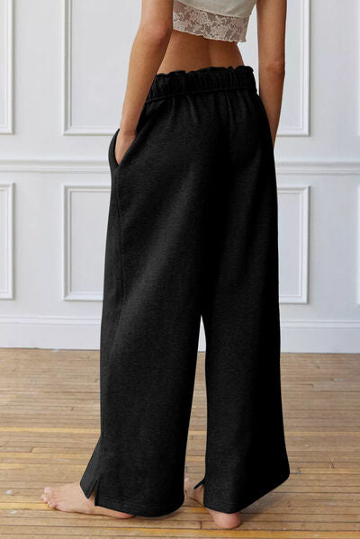Drawstring Wide Leg Active Pants - FitFemme.Shop