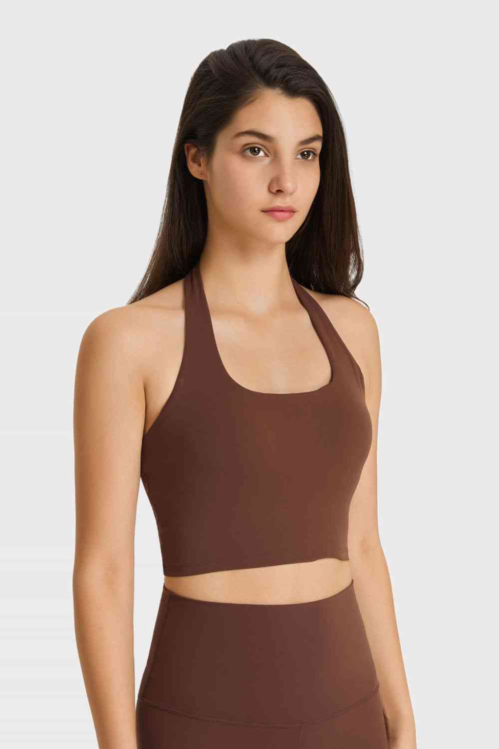 Millennia Breathable Halter Neck Sports Bra - FitFemme.Shop