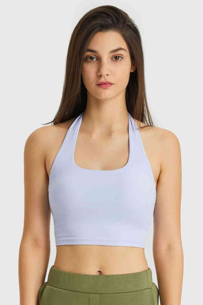 Millennia Breathable Halter Neck Sports Bra - FitFemme.Shop