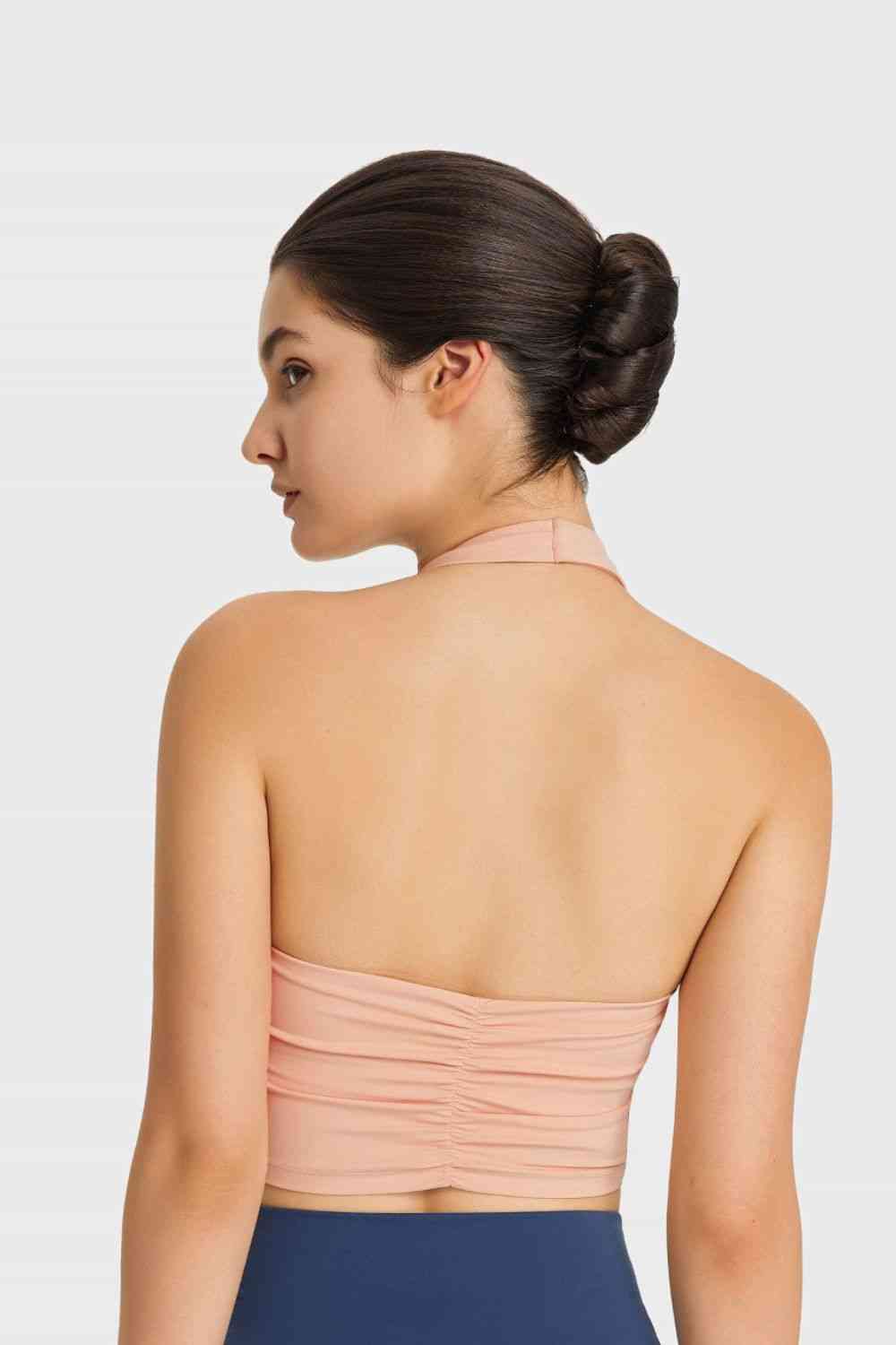 Millennia Breathable Halter Neck Sports Bra - FitFemme.Shop