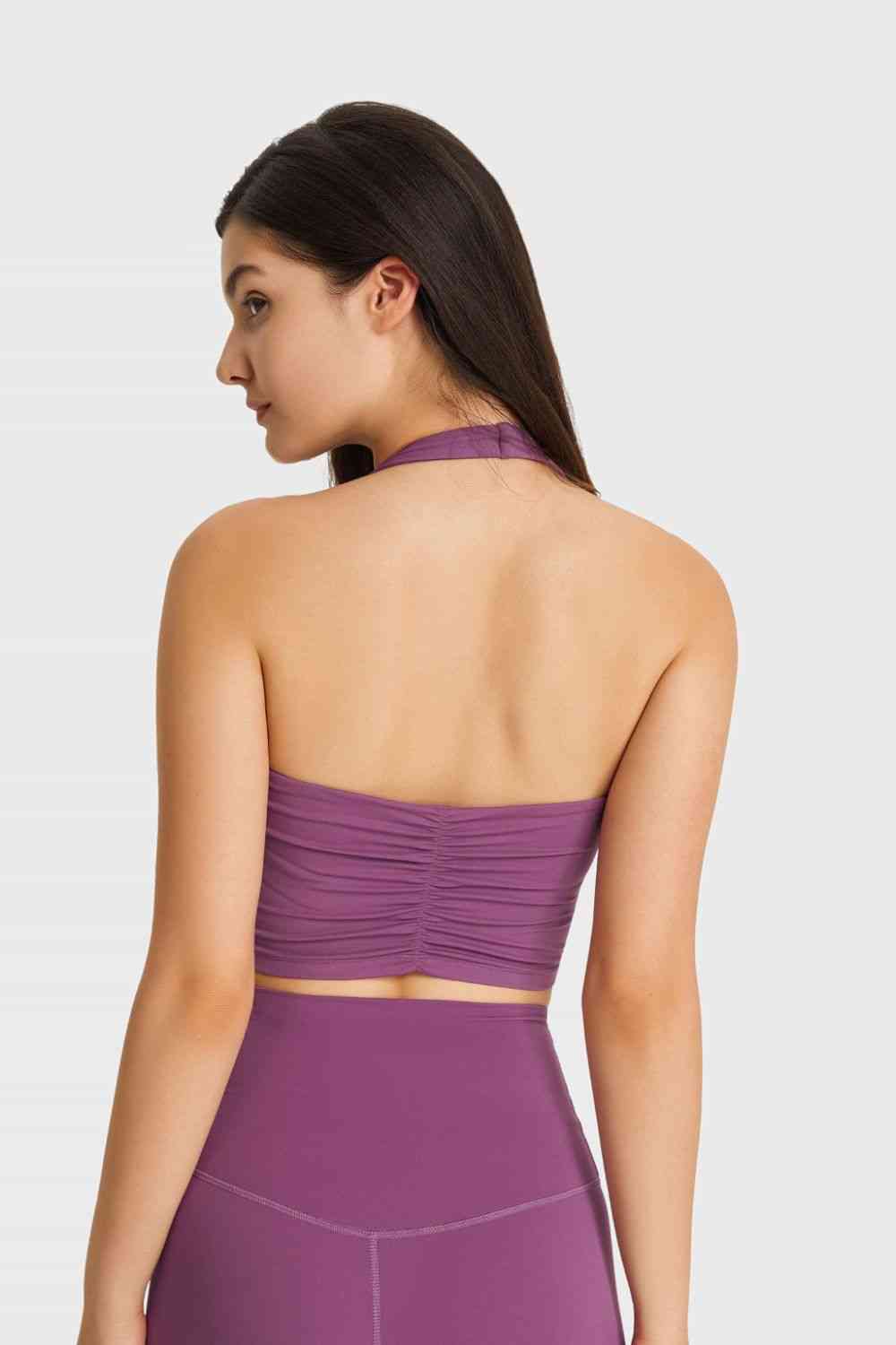 Millennia Breathable Halter Neck Sports Bra - FitFemme.Shop