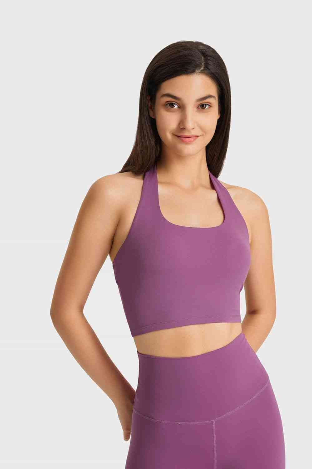 Millennia Breathable Halter Neck Sports Bra - FitFemme.Shop