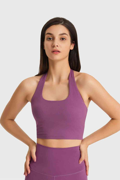 Millennia Breathable Halter Neck Sports Bra - FitFemme.Shop