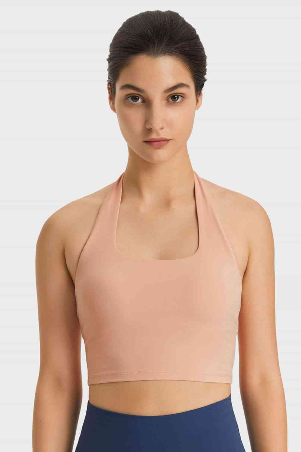 Millennia Breathable Halter Neck Sports Bra - FitFemme.Shop