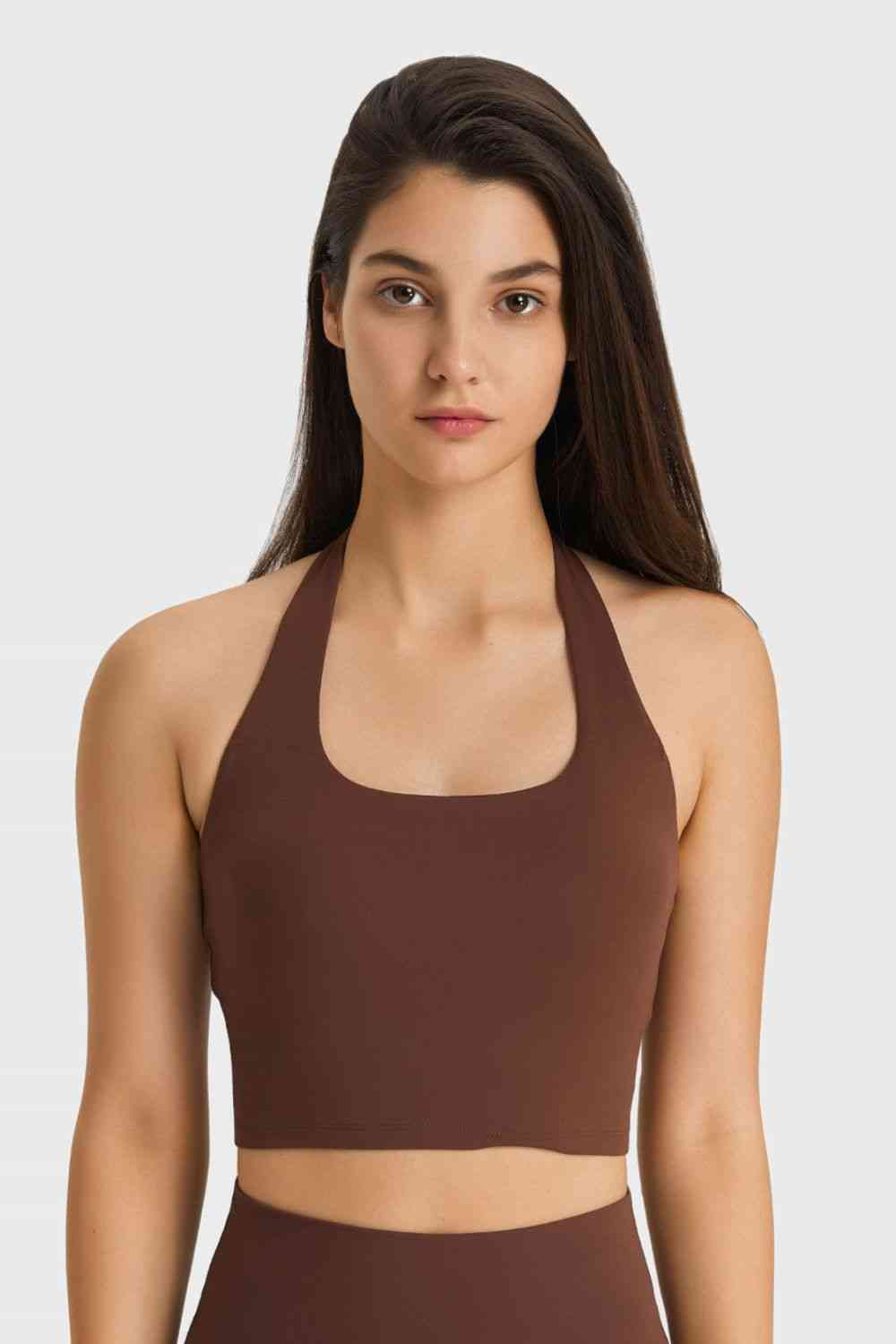 Millennia Breathable Halter Neck Sports Bra - FitFemme.Shop