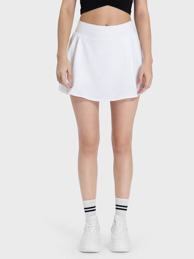 Millennia Pleated Detail Mid-Rise Waist Active Skirt - FitFemme.Shop