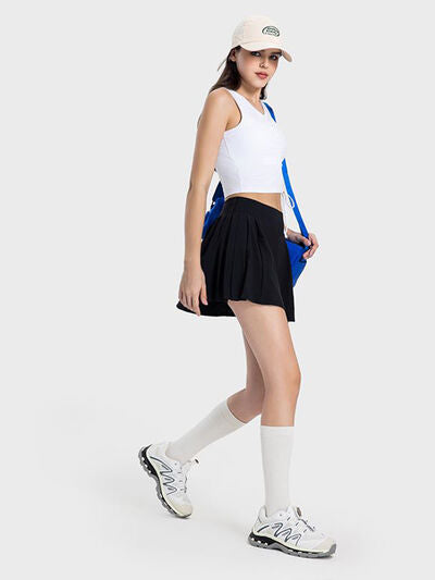 Millennia Pleated Detail Mid-Rise Waist Active Skirt - FitFemme.Shop
