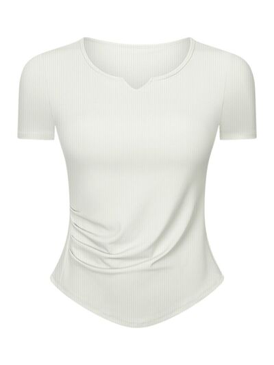 Millennia Notched Short Sleeve Active T-Shirt - FitFemme.Shop
