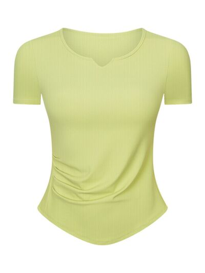 Millennia Notched Short Sleeve Active T-Shirt - FitFemme.Shop