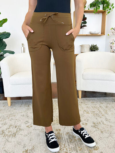 Millennia Drawstring Waist Wide Leg Sports Pants with Pockets - FitFemme.Shop