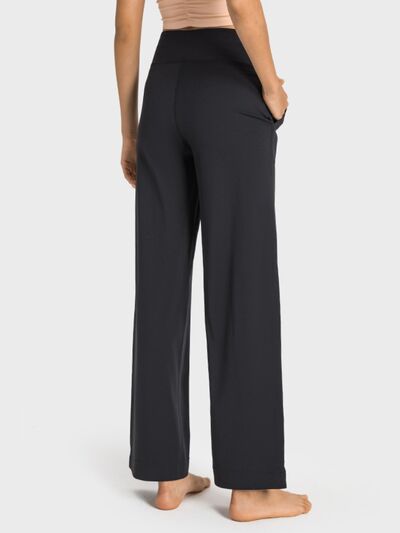 Millennia Drawstring Waist Wide Leg Sports Pants with Pockets - FitFemme.Shop