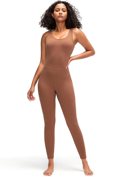 Crisscross Wide Strap Active Jumpsuit - FitFemme.Shop