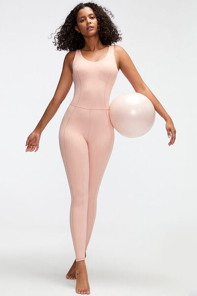 Crisscross Wide Strap Active Jumpsuit - FitFemme.Shop