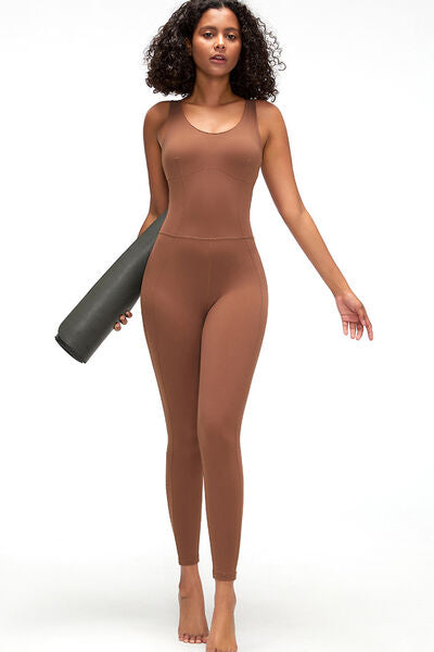 Crisscross Wide Strap Active Jumpsuit - FitFemme.Shop