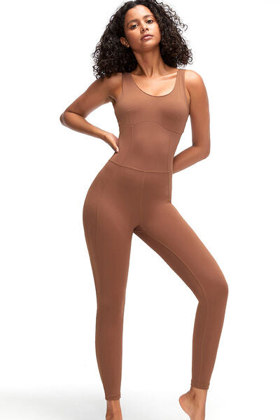 Crisscross Wide Strap Active Jumpsuit - FitFemme.Shop