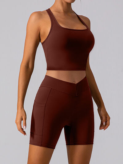 Square Neck Racerback Cropped Tank - FitFemme.Shop