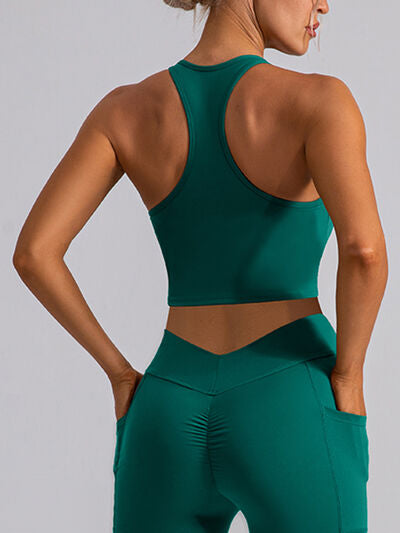 Square Neck Racerback Cropped Tank - FitFemme.Shop