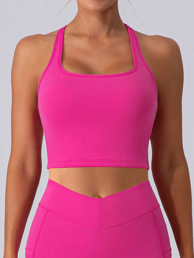 Square Neck Racerback Cropped Tank - FitFemme.Shop